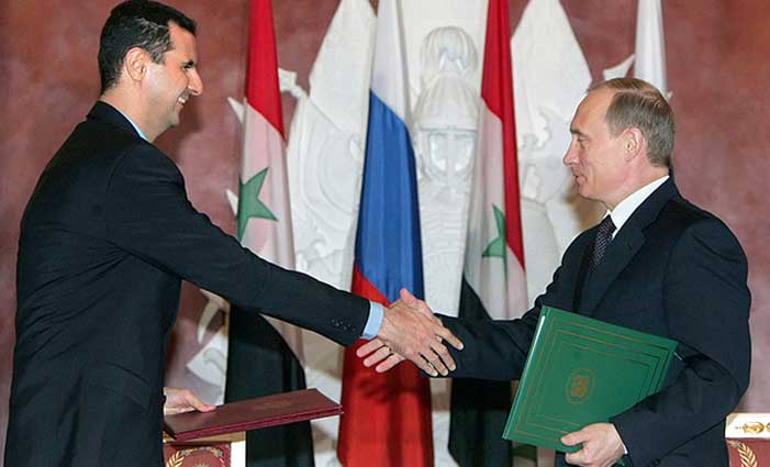 File photo of Russian President Bladimir Putin with Syrian President Bashar-al-Assad.