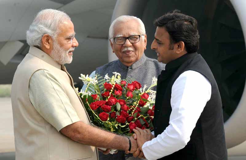 File photo of Prime Minister Modi with UP governor Ram Naik and UP CM Akhilesh Yadav.