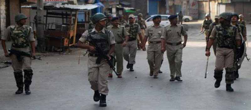 File Photo: Indian forces conduct flag march in Srinagar. 