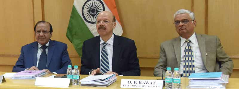 Chief Election Commissioner, Dr. Nasim Zaidi along with the Election Commissioners, A.K. Joti and O.P. Rawat. 
