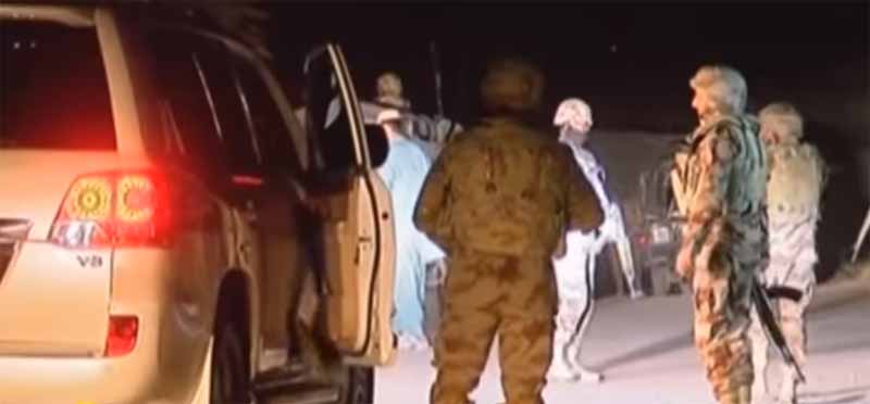 Pakistani security forces outside the police academy in Quetta.