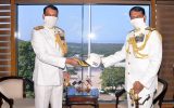 Photo: Dinesh K Tripathi (L) handed over charge to Vice Admiral MA Hampiholi