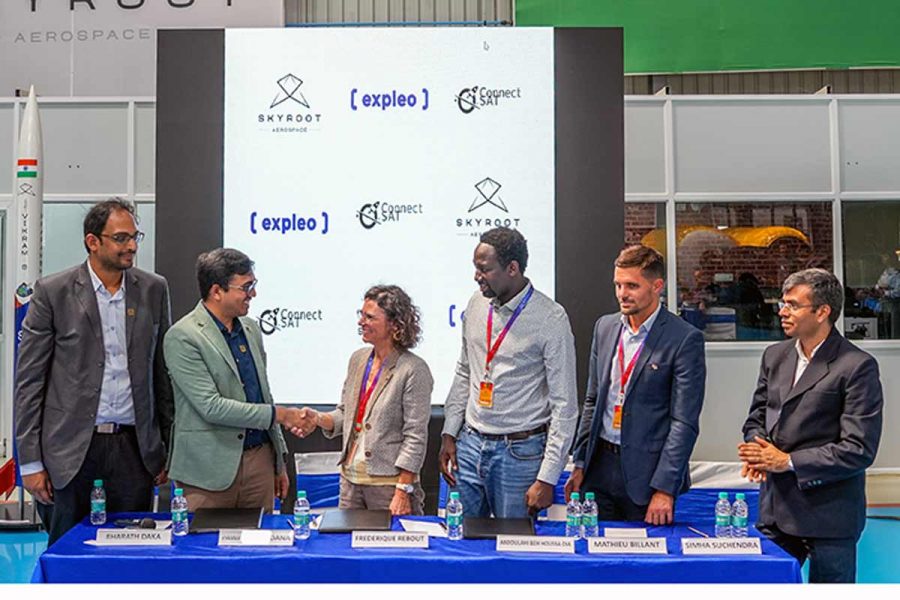Skyroot MoU with Expleo Group and ConnectSAT. Hyderabad, India (10 October 2023).