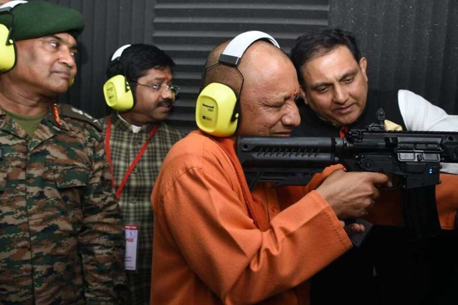UP Chief Minister Yogi Adityanath at inauguration of Adani Group's new defence factory in Kanpur, Uttar Pradesh.