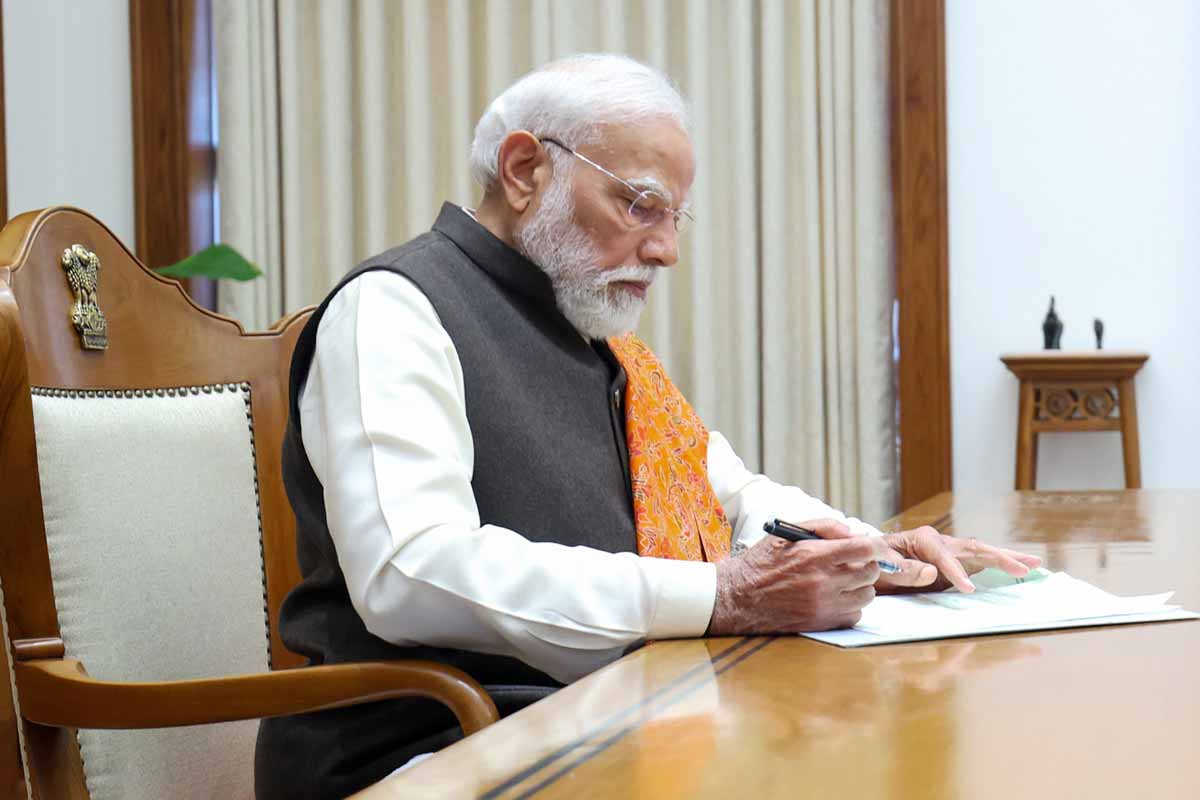 Prime Minister Narendra Modi at the new PMO.