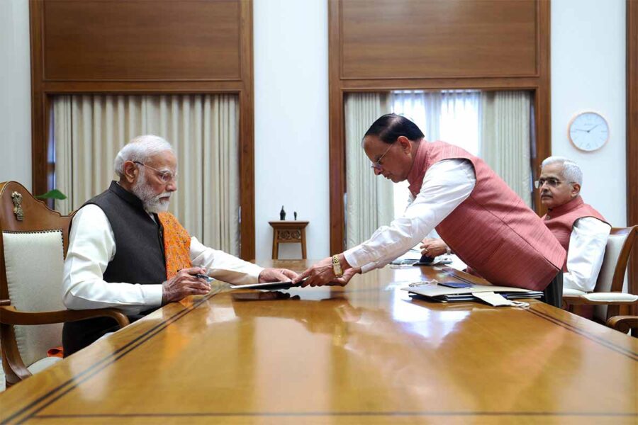 Prime Minister Narendra Modi at the new PMO. 