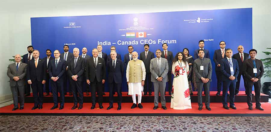 India PM Narendra Modi joined Canada PM Mark Carney in India-Canada CEO Forum meeting in Mumbai. 