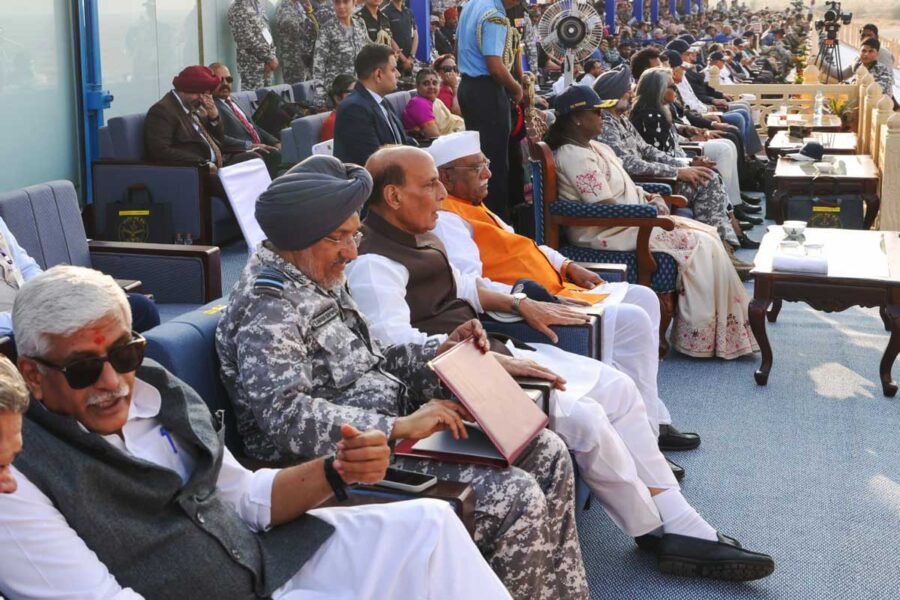 President Droupadi Murmu and Defence Minister Rajnath Singh witnessed wargames.