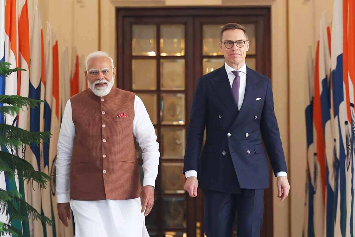 India Prime Minister Narendra Modi with Finland's President Dr. Alexander Stubb in New Delhi.