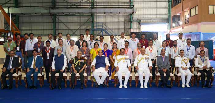 Rajnath Singh at the foundation laying ceremony of NSTL's Large Cavitation Tunnel in Vishakhapatanam. 