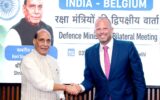 Rajnath Singh (L) with Belgium's defence minister Theo Francken in New Delhi. (03 September 2026)
