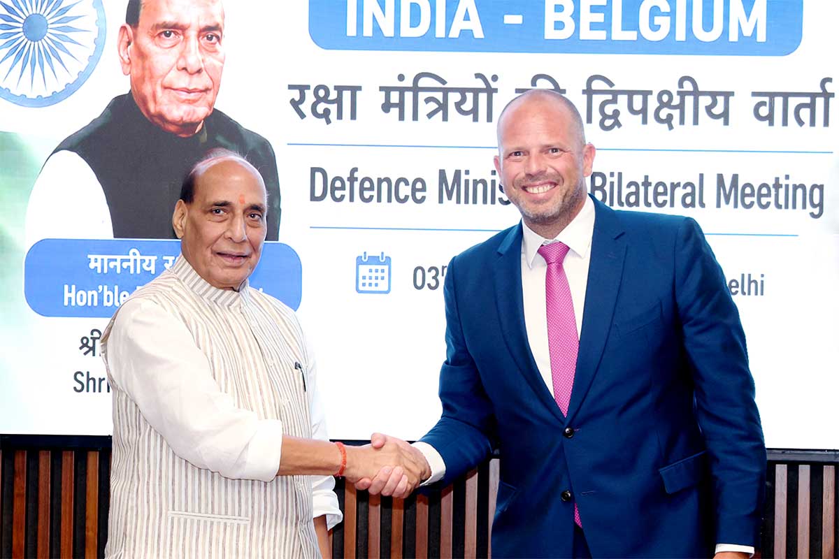 Rajnath Singh (L) with Belgium's defence minister Theo Francken in New Delhi. (03 September 2026)